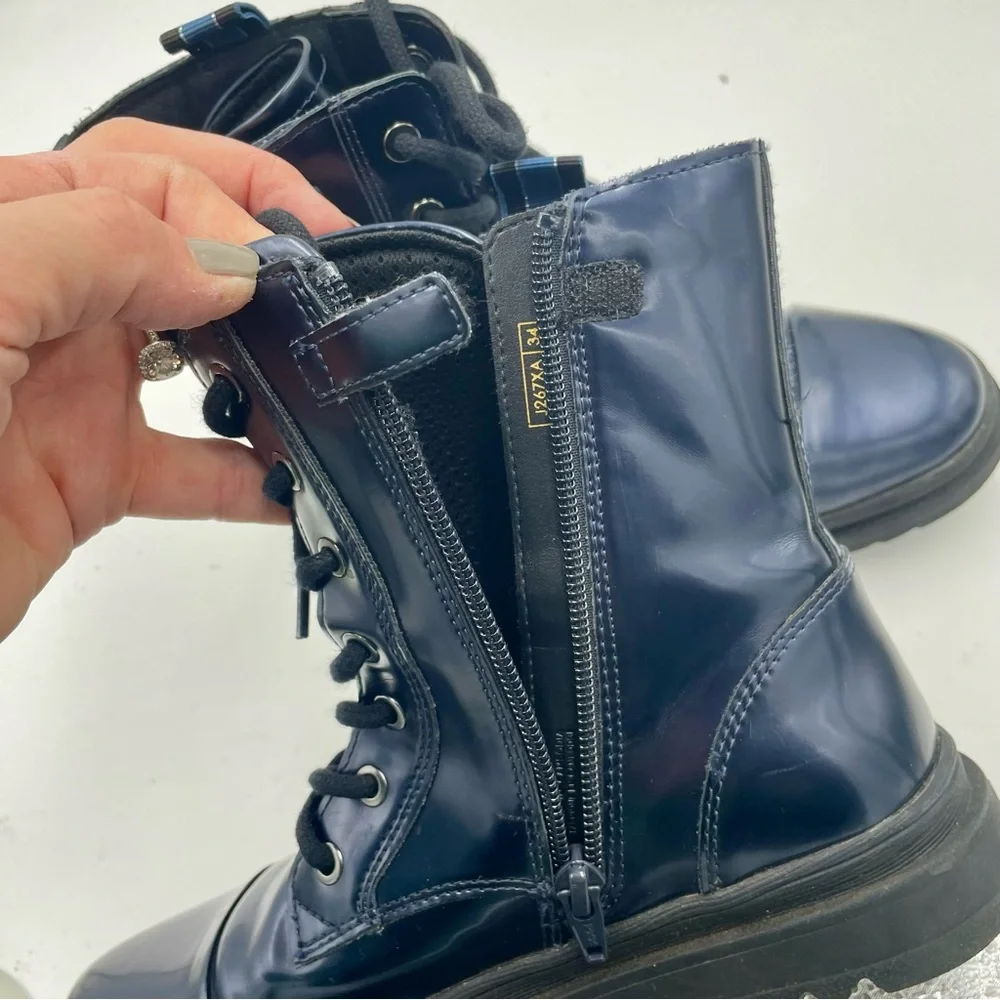Geox Respira Gillyjaw Girls Dark Navy Combat‎ Boots in Size 34 / 3